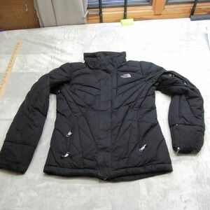 North Face Down Jacket Women Small Black 600 Fill Zip Insulated RECCO Ski WARM